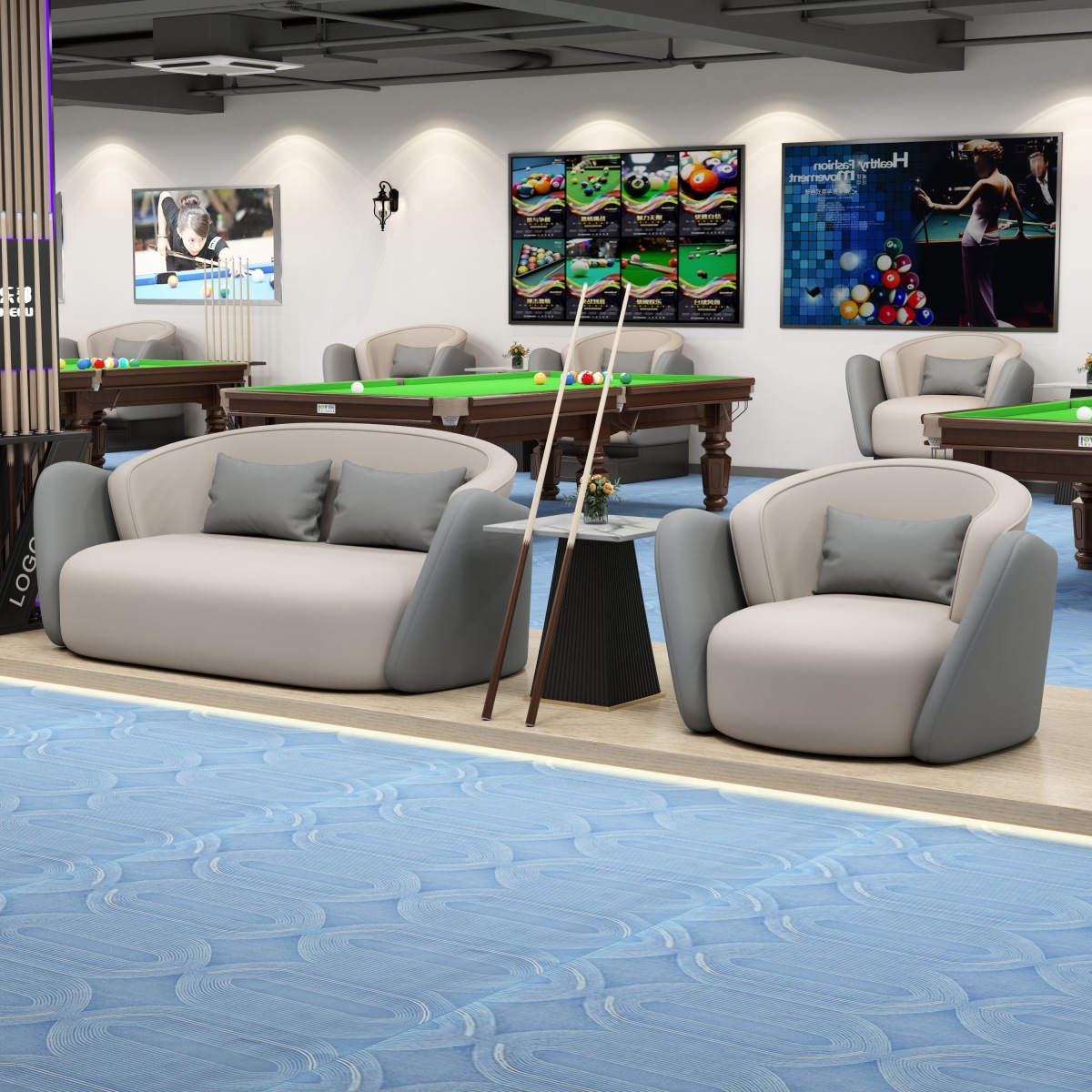 Nuevo sofá de billar simple, sala de billar, silla de observación de pelota especial, combinación de mesa y silla de conversación para relajación para dos personas image 5