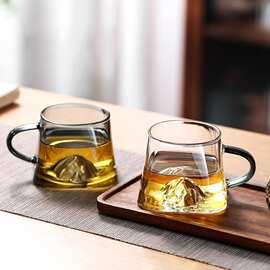 爆款观山杯玻璃小茶杯个人专用带把主人杯功夫办公室喝水杯茶杯子