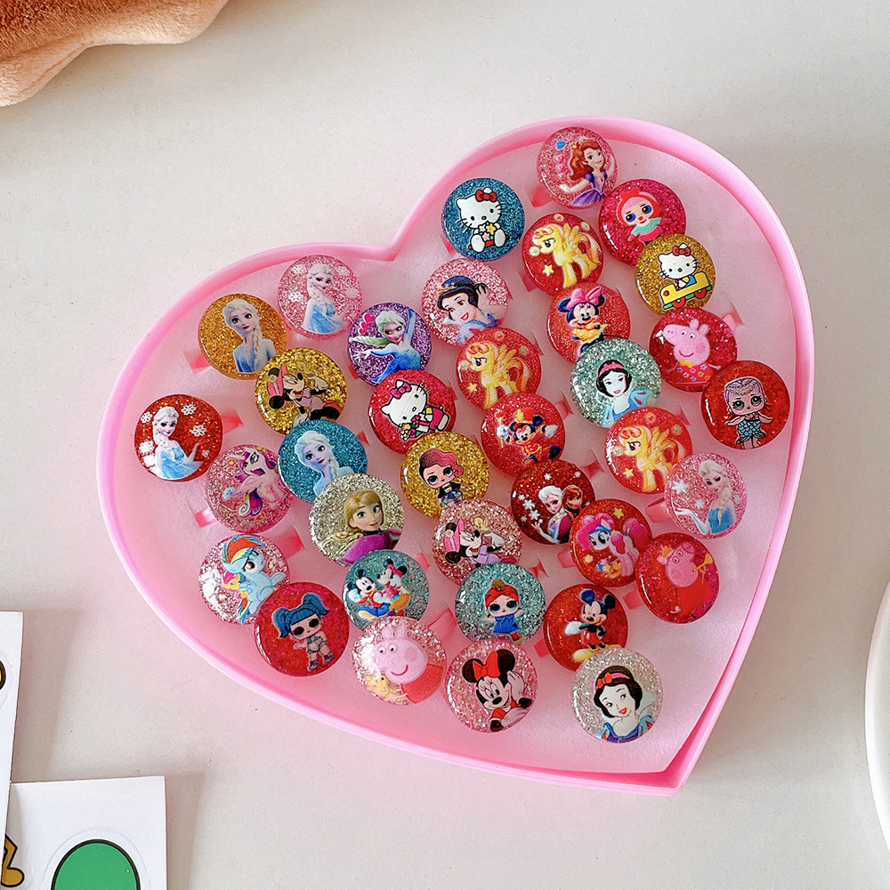 Nuevo anillo para niños sirena anillo para niños una caja de anillos de joyas para niñas juego de juguetes para niñas