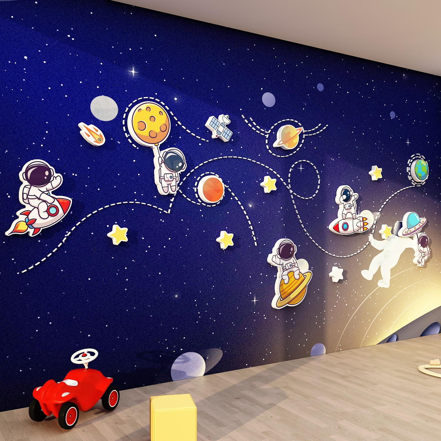 人宇航员幼儿园墙面贴纸装饰环创主题半成品材料文化教室楼梯