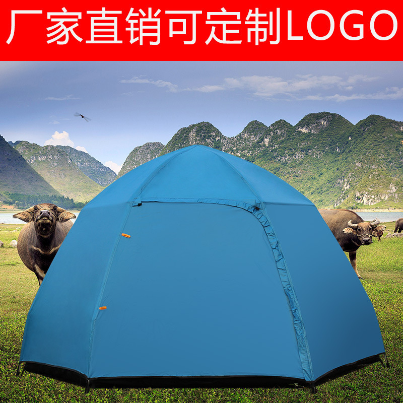 Fully Automatic Multi-Person Double-Layer 3-5 Person Hexagonal Tent Outdoor Camping Rainproof Quick-Open Tent Manufacturer Wholesale