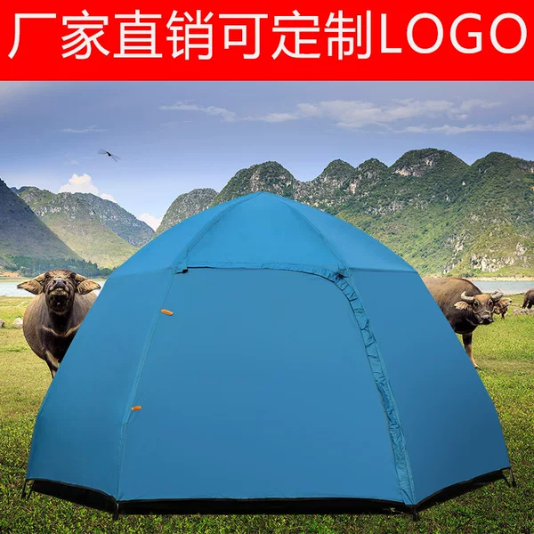 Fully Automatic Multi-Person Double-Layer 3-5 Person Hexagonal Tent Outdoor Camping Rainproof Quick-Open Tent Manufacturer Wholesale
