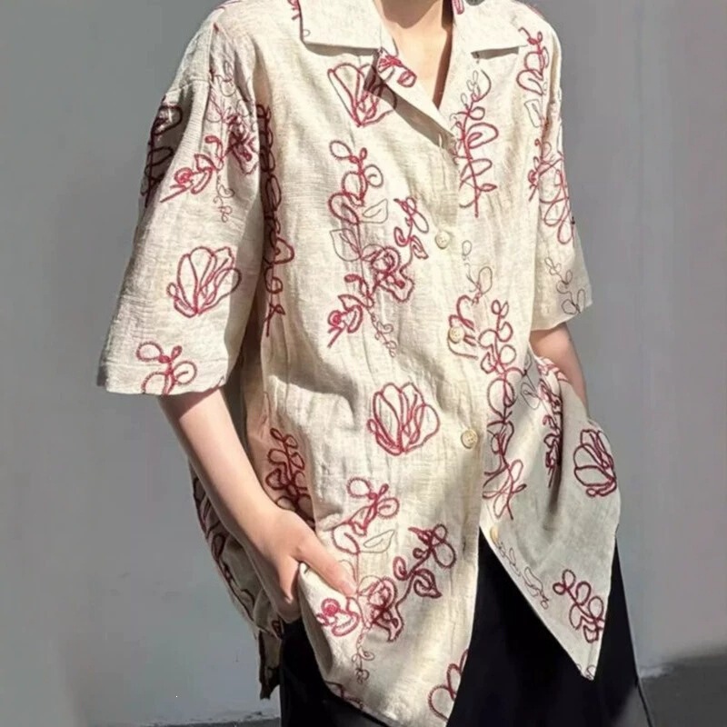 Retro Style Niche Design Contrasting Color Short-Sleeved Shirt for Men, New Summer Style, High-End Loose-Fitting Half-Sleeved Shirt