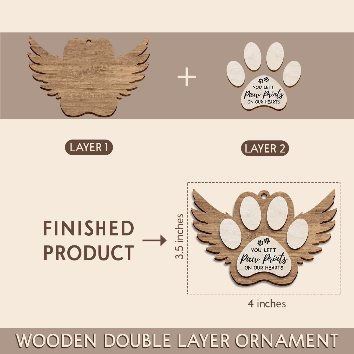 Garra de perro transfronteriza colgante de madera árbol de Navidad casa bolsa colgante decoración mascota recuerdo