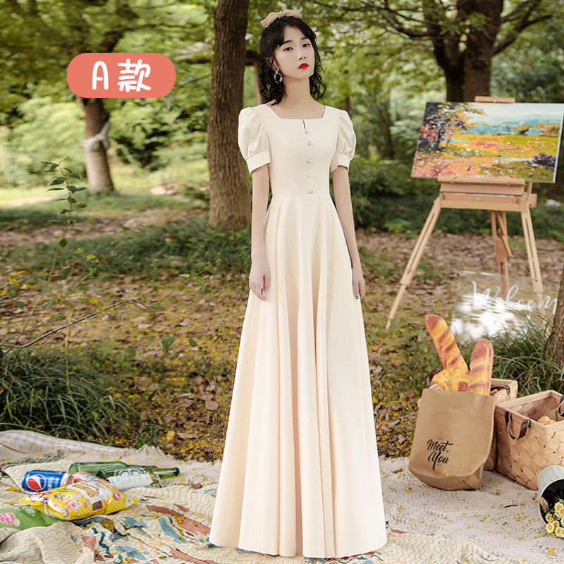 Vestidos de dama de honor de verano 2026, nuevo estilo casual, vestidos de hermana, de manga larga, que estilizan y favorecen la figura, vestidos de grupo para damas de honor.