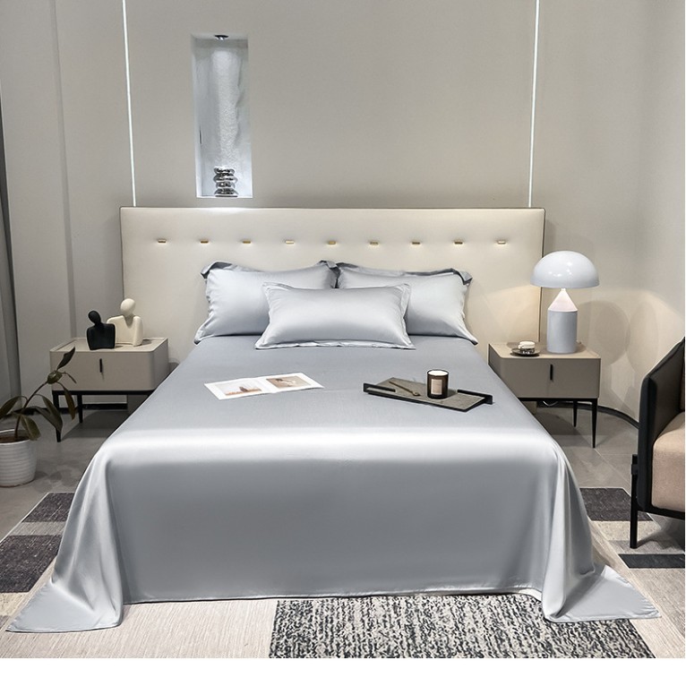 100 sábanas de verano de seda de hielo de color sólido de una sola pieza, dormitorio desnudo, edredón fresco, funda de almohada simple, juego de tres piezas