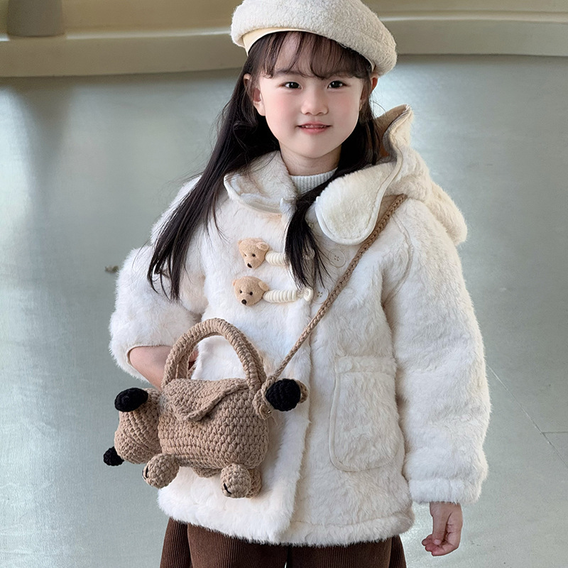 Bolso de hombro para niños y niñas tejido a mano terminado lindo bolso de bebé para cachorro tridimensional bolso para niños de comercio exterior transfronterizo