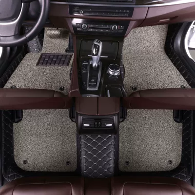 Modelə uyğun ayaqaltı — Q7 all-inclusive car mat - ordinary-double-layer-black-gold-thread-gray-silk-circle