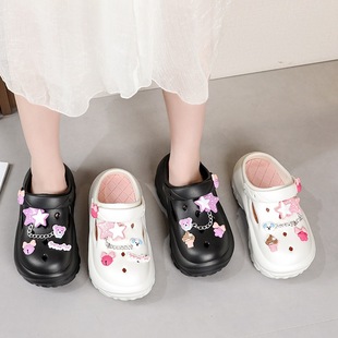 Internet celebrity fashion platform hole shoes women's thick bottom increased non-slip cute cartoon beach sandals for outer wear autumn and summer
