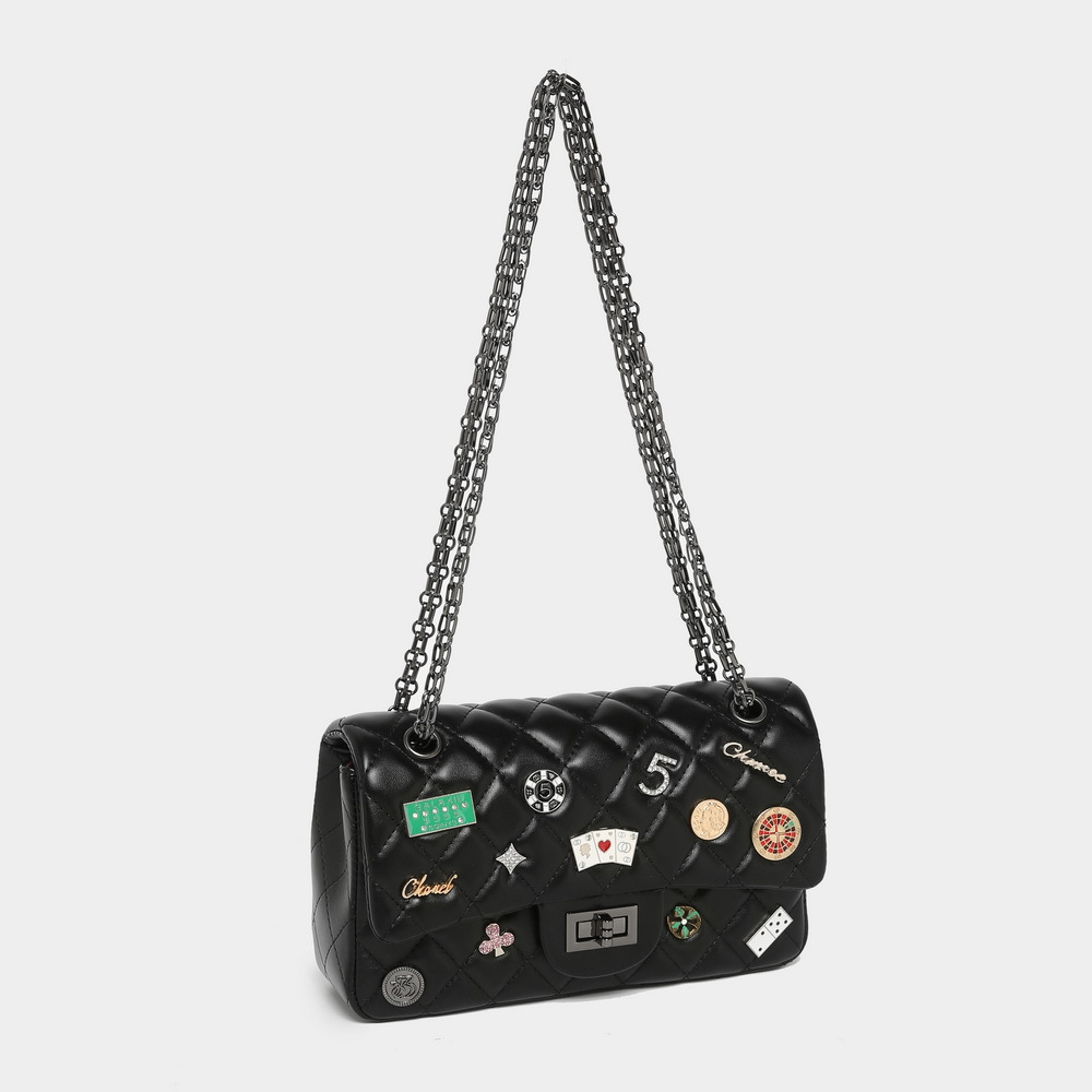 Bolso pequeño con cadena de diamantes para mujer, bandolera de hombro con insignia de letra personalizada a la moda, estilo fragancia, primavera 2025