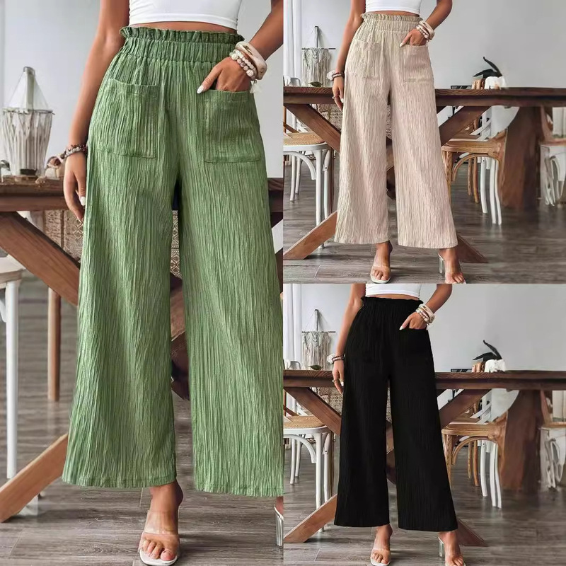 European and American Cross-Border 2024 Foreign Trade Women's Clothing Hot-Selling Independent Shein Amazon Temu Solid Color Casual Fashion Pants