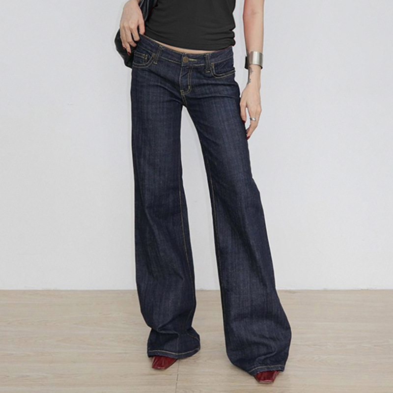 Letter Embroidery Retro Street Low-Waist Slim Flared Jeans American Hot Girl Personality Slim Versatile Casual Pants