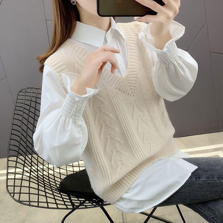 Sweater Vest Knitwear Women's Top 2025 New Spring & Fall Korean Style Outer Wear Trendy Vest Loose and Versatile Sleeveless