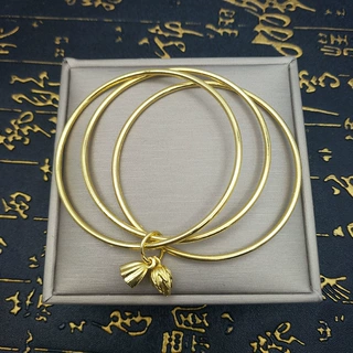 三生三世两世欢手环小福牌手镯女莲蓬镯子防黄金店同款素圈直播款