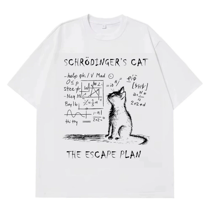 Футболка Ouma с принтом Schrödinger's Cat, чистый хлопок, унисекс S–XXXL