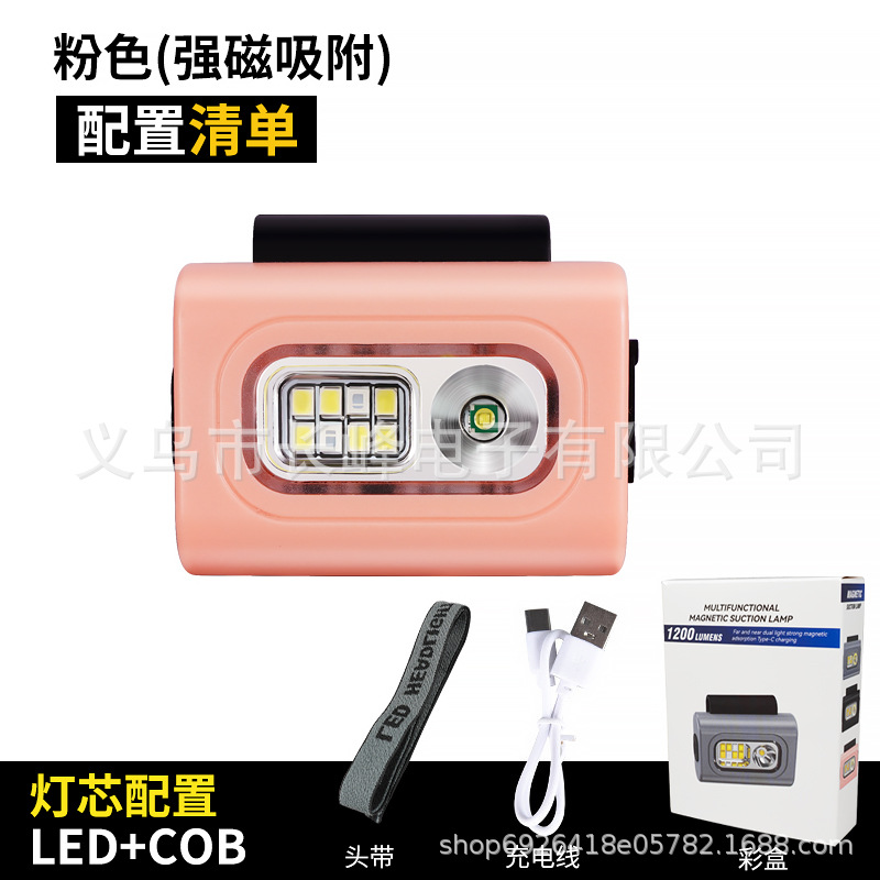 Luz de clip de ropa LED transfronteriza mini faro Luz de succión magnética impermeable luz de advertencia al aire libre faro rojo y azul intermitente Luz de marcha