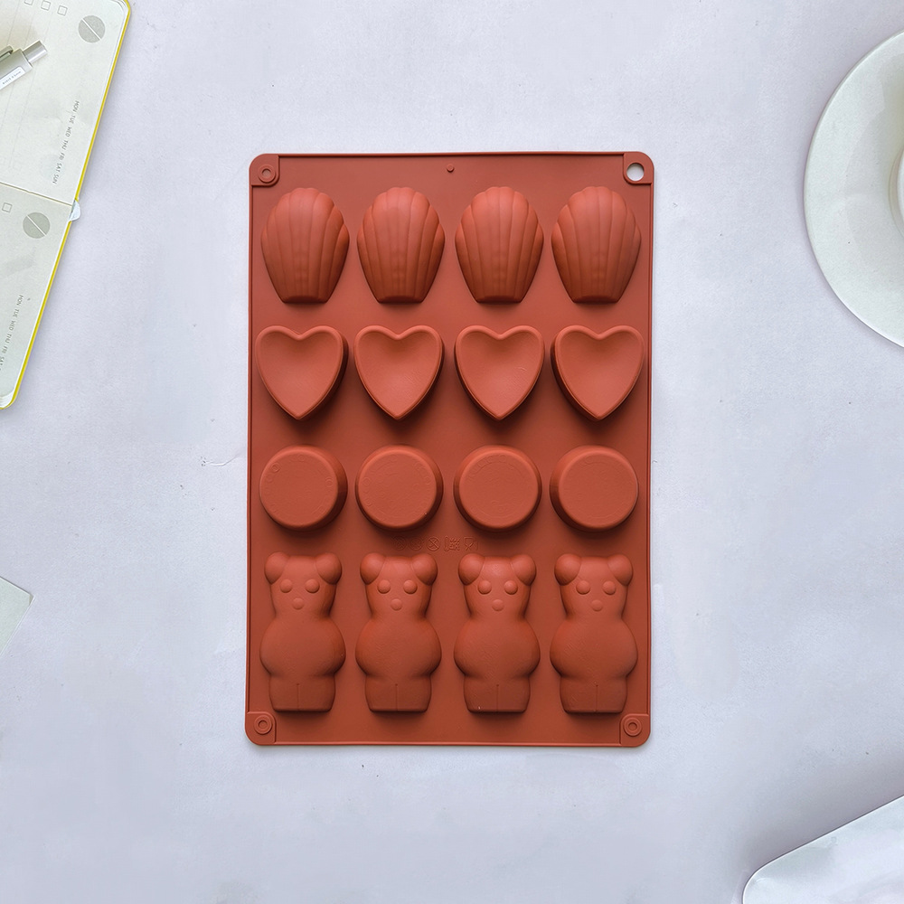 16 cuatro grupos de amor de oso 8 chocolate molde de silicona DIY galletas de hielo dulces blandos molde de goteo para hornear