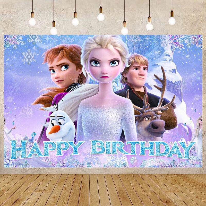 アナと雪の女王の誕生日パーティークロスボーダー写真背景漫画子供の新しい背景リビングルーム|undefined