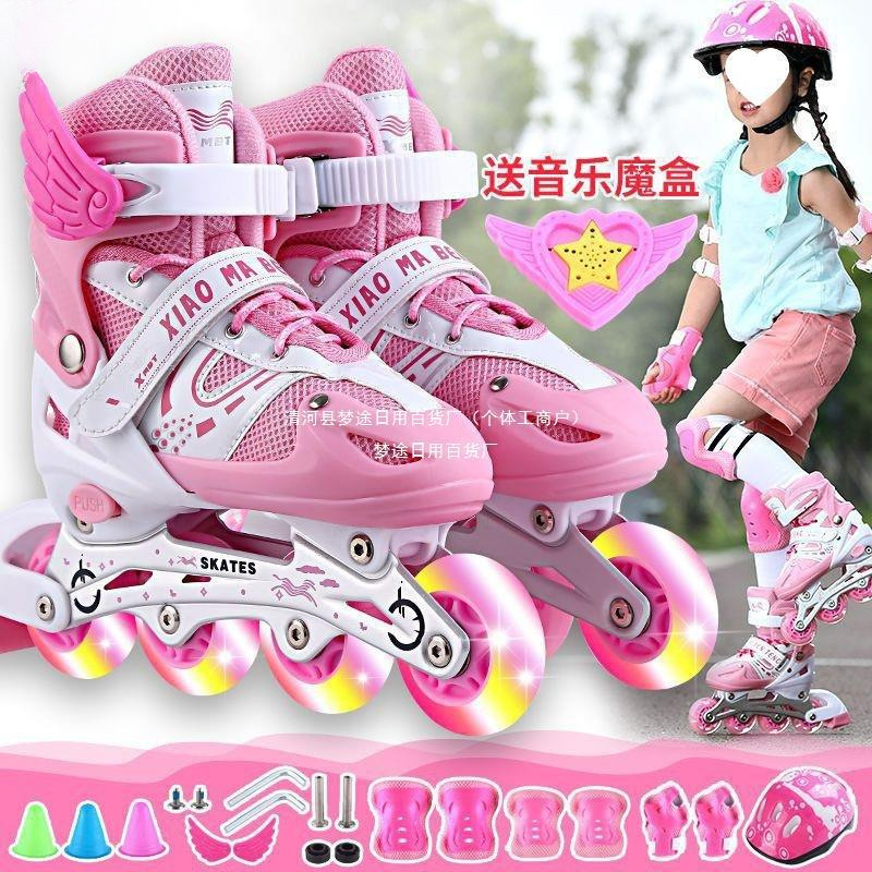 Size roller skating year-old adjustable children's skates skating suit men's and women's children's round red single flash shoes none