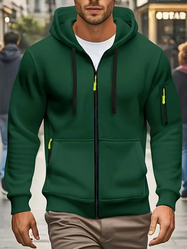 Men's Drop Shoulder Zip Hooded Cardigan Sweatshirt Outerwear EU Size Casual Sports Plain Sweatshirt