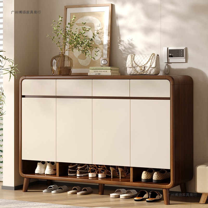 Shoe Cabinet for Home Entrance, Integrated Wall-Mounted Indoor Foyer Hallway Corridor 2025 Popular Solid Wood Shoe Rack