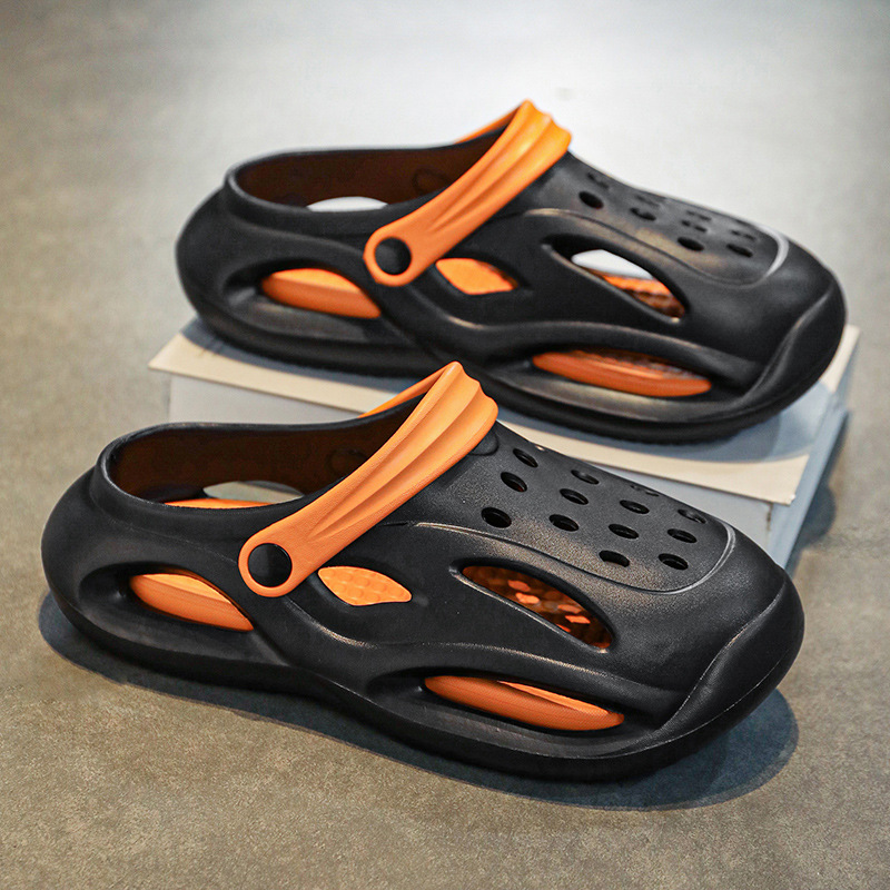 Transfronterizo 2025 verano nuevo desgaste ventilador bicolor ocio suave suela antisucio sandalias agujero zapatos agujero
