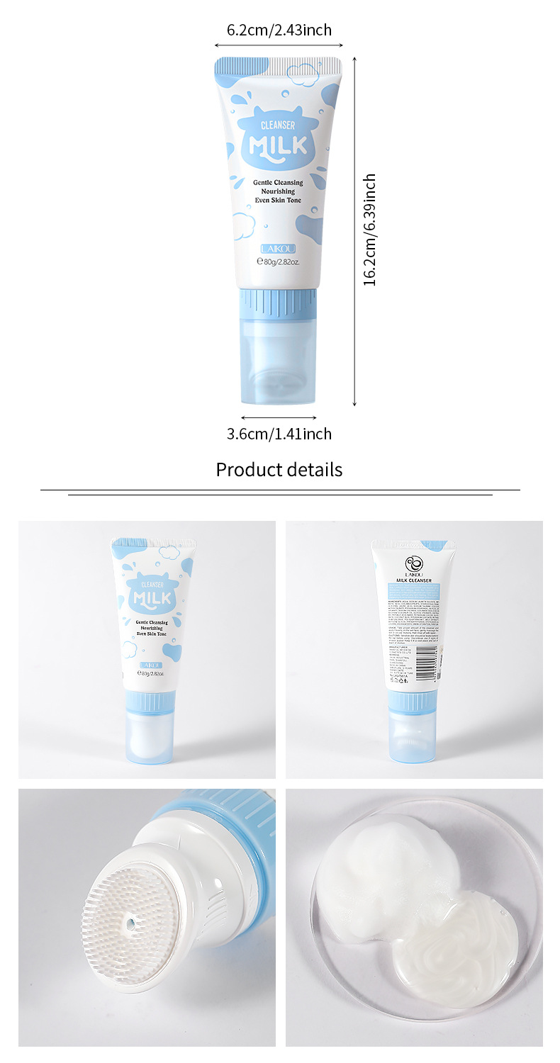 Cross-border LAIKOU Milk Facial Cleanser 80g hydrating, moisturizing, pore-cleaning and nourishing, factory in stock wholesale undefined