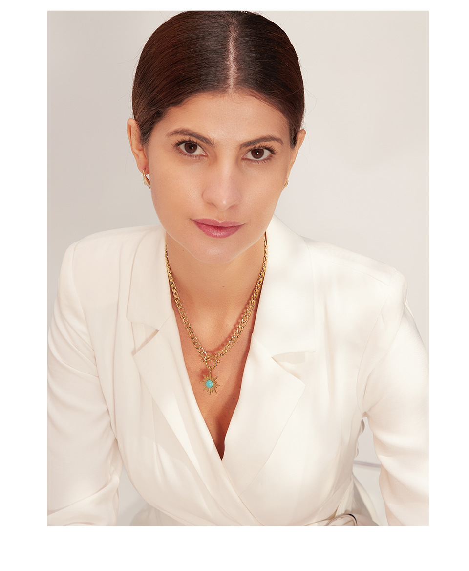 Original Design Sun Titanium Steel Plating Inlay Turquoise Pendant Necklace 1 Piece