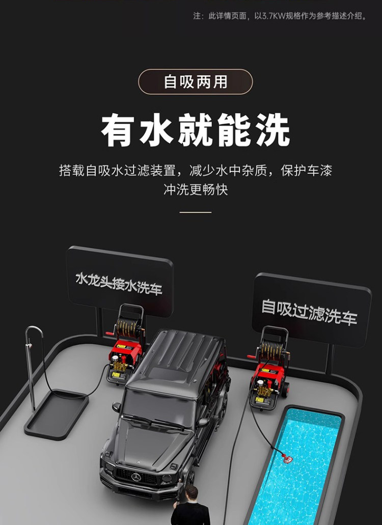 Black Cat Portable High-Pressure Car Washer for Home Use 220V Intelligent Pressure-Regulating Floor Cleaning Pump Self-Priming Dual-Purpose Cleaning Tool