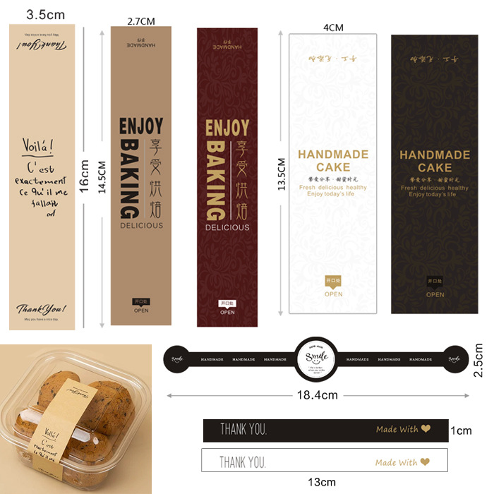 Enjoy baking fruit lasagna bean milk box snowflake crisp THANK YOU hot biscuits transparent box sticker manufacturers