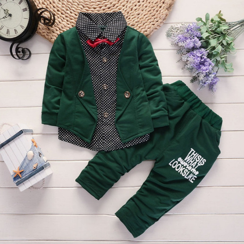 New children's clothing hot-selling spring and autumn sets, direct sale for boys, children's clothing shirt sets of three false sets