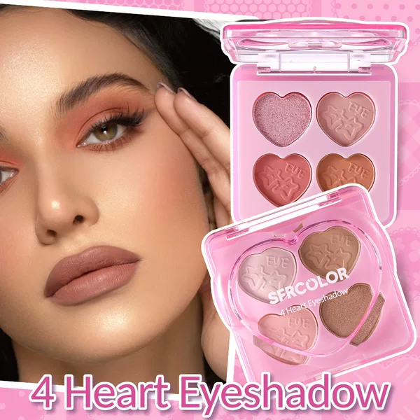 S.F.R 4-Color Heart-Shaped Eyeshadow Palette, Pink and Delicate Series, Long-Lasting and Easy to Apply, Suitable for Daily Use and Dates, Cross-Border Eyeshadow Wholesale