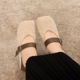8866-2 French Evening Style Square Head Mary Jane Single Shoes Women's Interior Height Increasing Versatile One Button Casual Commuting Shoes
