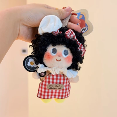 Dudu Cute Curly Hair: Pluş açarlıqlar - red-chef-black-explosion-pendant