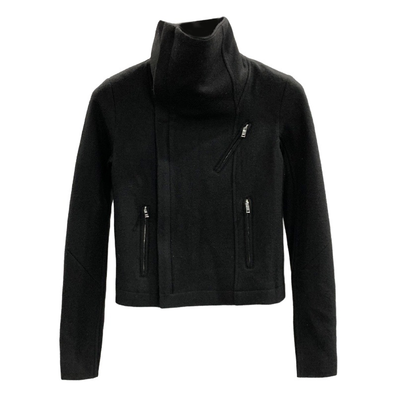 Chaqueta Corta de Lana con Cremallera Diagonal Estilo Oscuro 2025 para Mujer, Marca SUBHUMAN