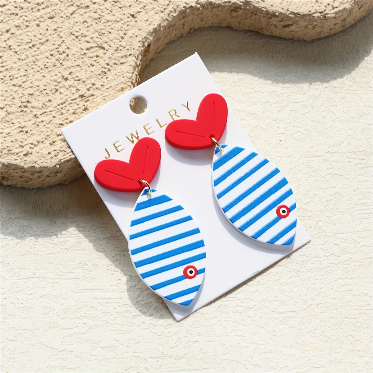 marine blue acrylic cartoon design earrings stainless steel