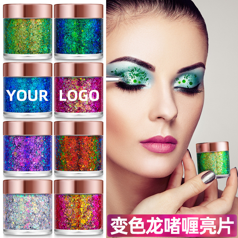 Foreign trade explosions 12 color suit chameleon gel gel sequins makeup eye shadow body face high gloss glitter powder