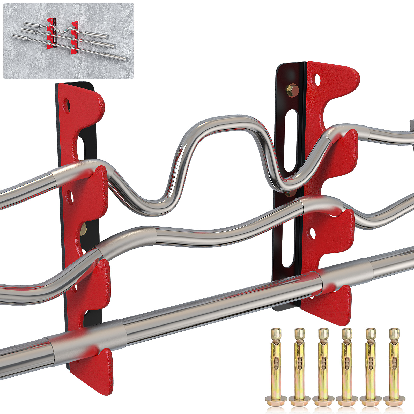 Wall-Mounted Barbell Rack, Wall-Mounted Olympic Bar Rack, Fitness Equipment Storage Rack, Accessories Wall-Mounted Rack