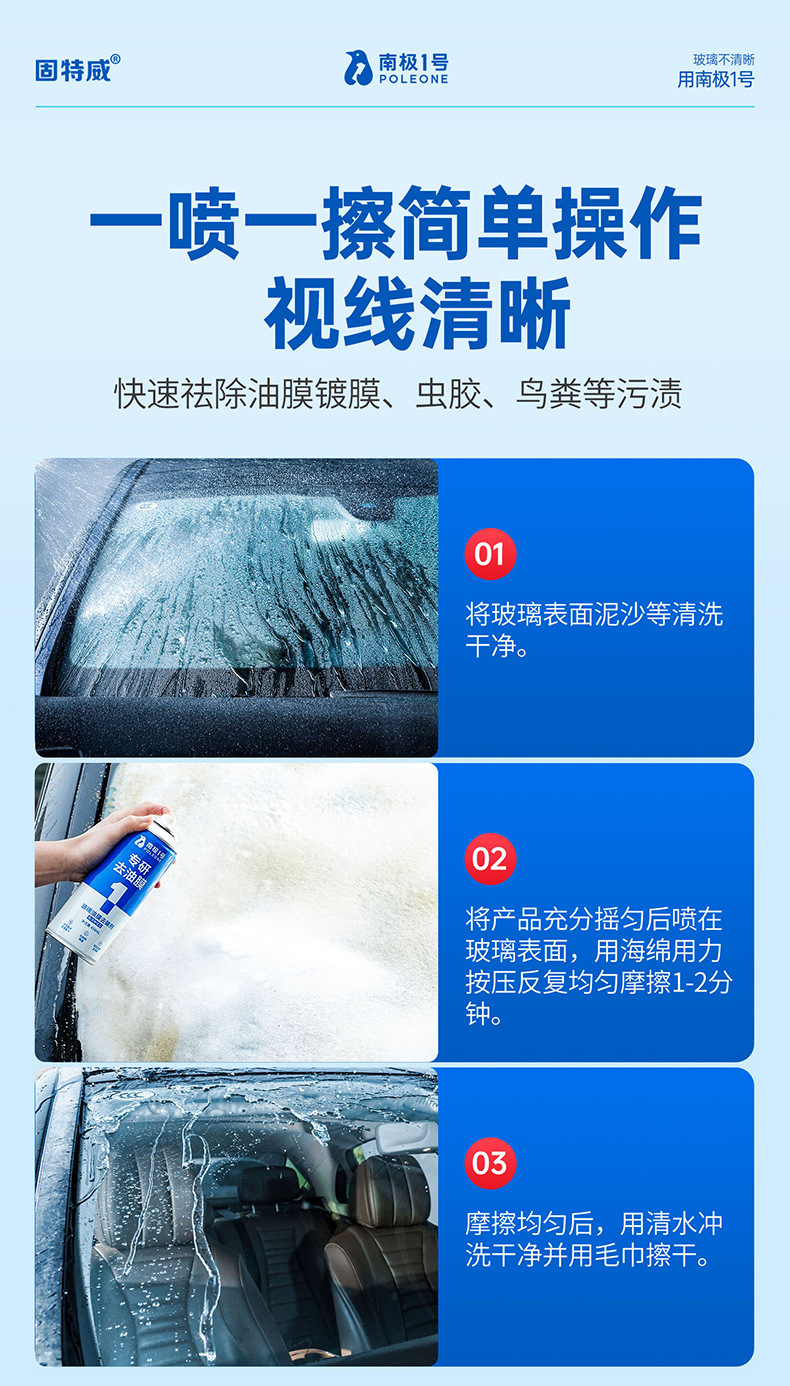 Goodway Glass Oil Film Remover Car Windshield Cleaning Stain Remover Oil Remover Cleaning Agent Car Window