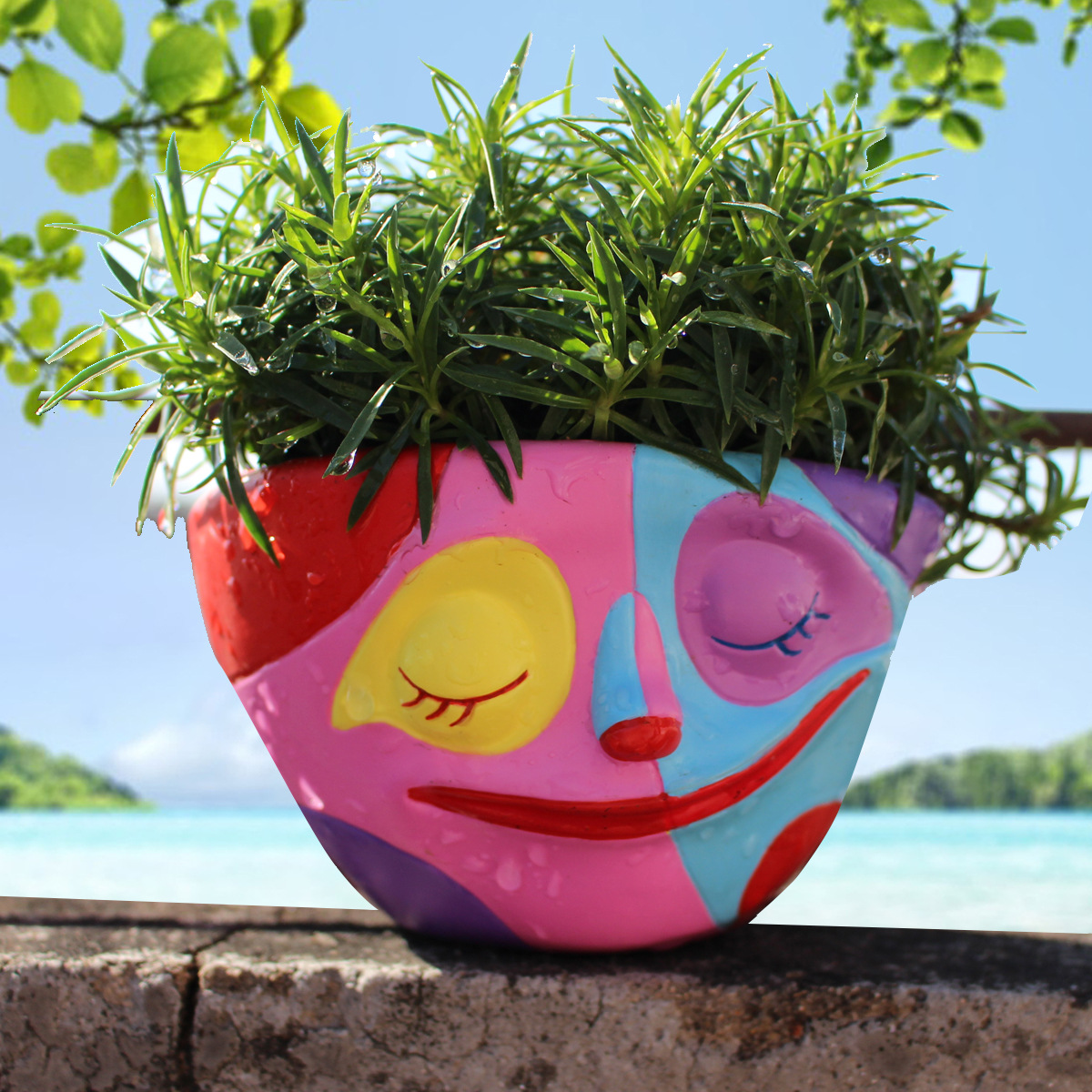 Creative face flower pot decoration resin crafts succulent flower pot flower pot garden courtyard home office flower pot
