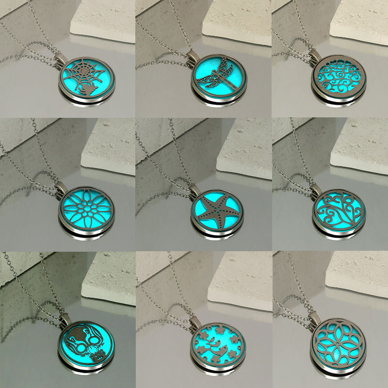 Europe and the United States cross-border all-match long sweater chain retro diy white K spring plating trend luminous personality pendant necklace