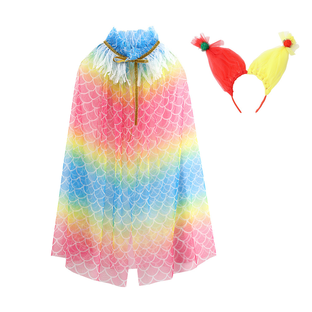 Lace-up Star Moon hilo de tul para niños fuera de princesa manto niña capa etapa rendimiento sirena velo