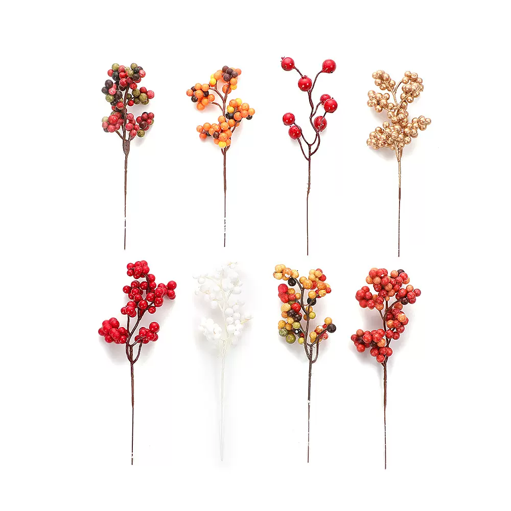 圣诞节装饰用品客厅家居节日布置装饰仿真圣诞富贵果红果插枝批发