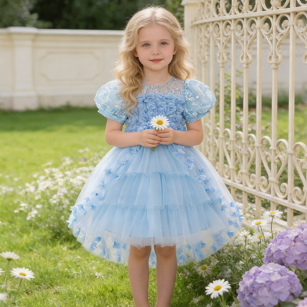 Vestidos para niños, vestidos de princesa, banquetes de cumpleaños, vestidos de cola, vestidos de fiesta para niñas de flores, vestidos de lavado de cumpleaños para bebés