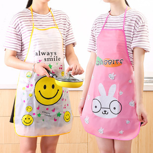 Korean-style Cute Cartoon Printed Waist Adult Neck Apron Kitchen Oil-proof Clean Sleeveless Half-length Apron