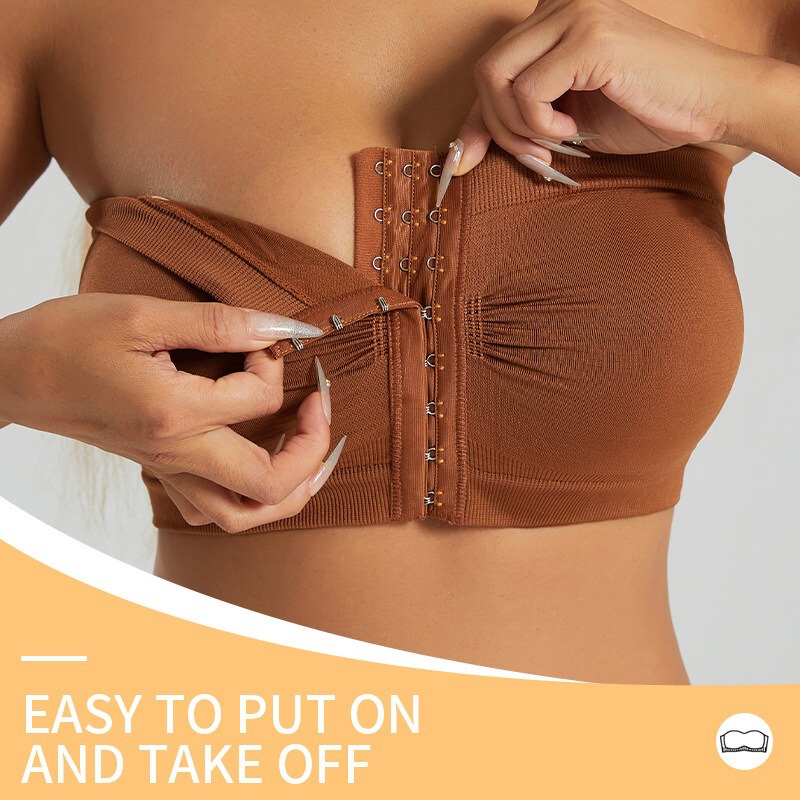 Plus-size women's bra with buttons, strapless, push-up, no underwire, strapless, chest wrap, beautiful back, tummy control, waist cincher, breathable