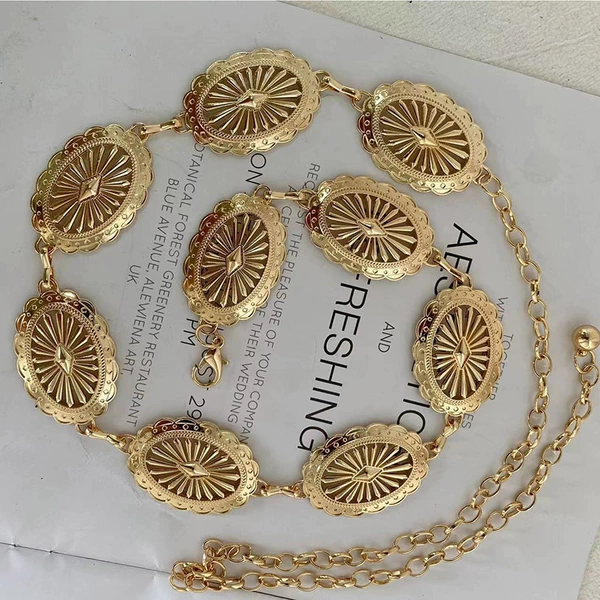 Wn-golden hollow rhombus waist chain