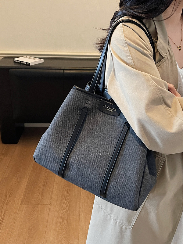 休闲通勤大容量牛仔布包包2025秋冬新款女士单肩包外出上班托特包|undefined