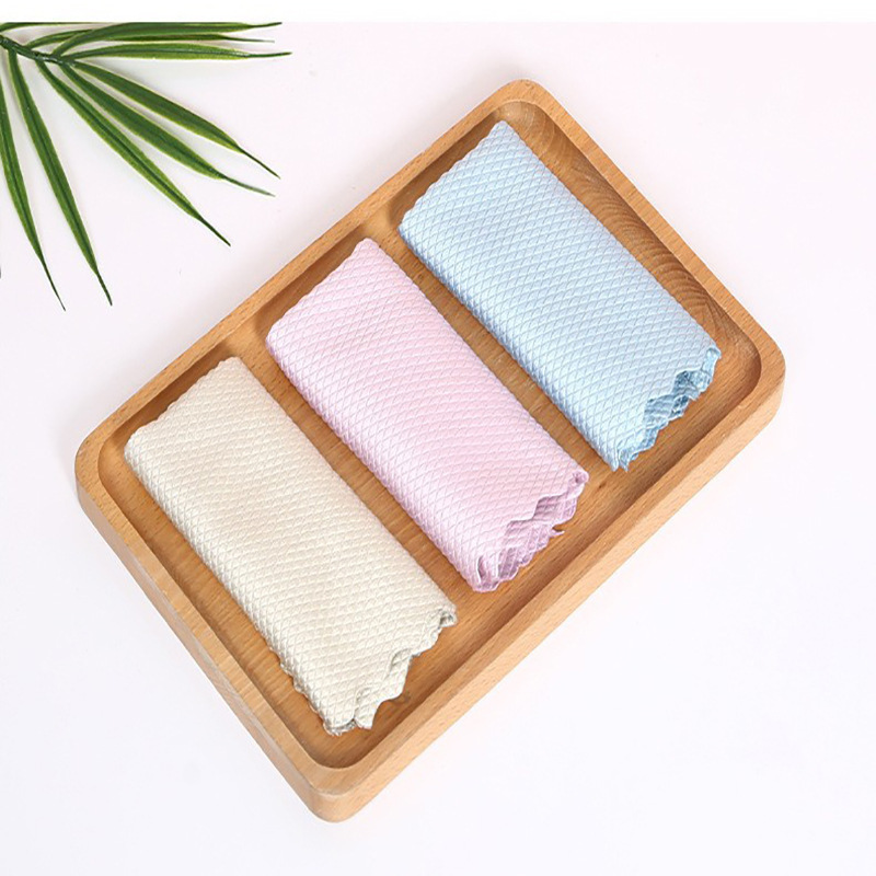 Directo de fábrica Escala de pescado del hogar rejilla trapo absorbente paño de limpieza sin fisuras colgando Limpieza de vidrio cocina paño estropajo