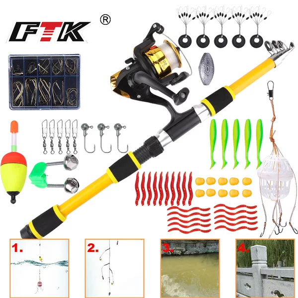FTK sea pole suit 55-piece set 1.8 m telescopic Luya portable suit novice combination soft bait carp fishing cross-border batch